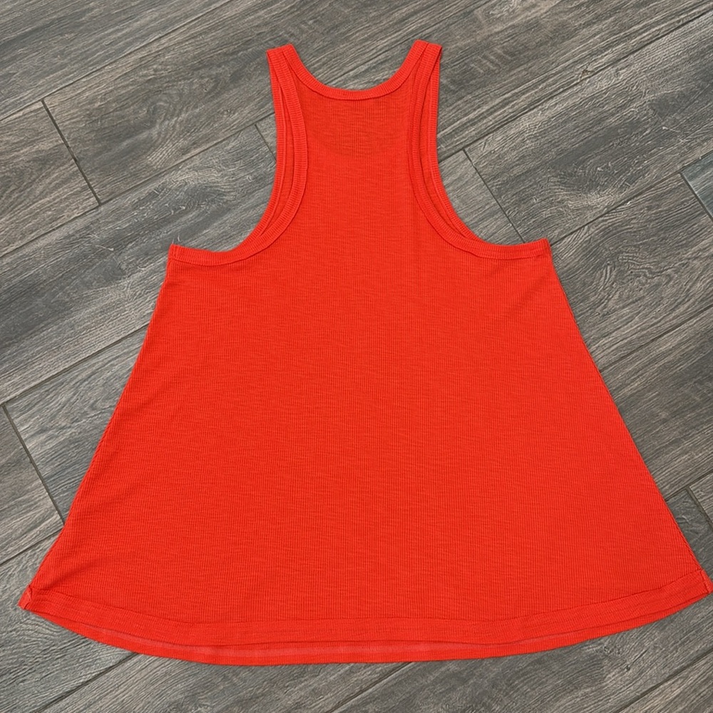 Free People Intimately Red Ribbed Racerback Tank High Neck Flowy Size Large NWOT - Picture 6 of 7